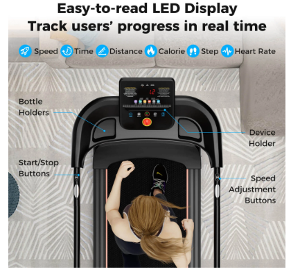 SPECIAL - 2.5 HP Walking Treadmill with Long Handrails for Seniors Pulse (See Description)