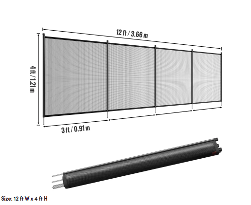 Set of 2 - 12'L x 4'H each, Pool Fence for Inground Pools (2 Boxes) - Customer Return