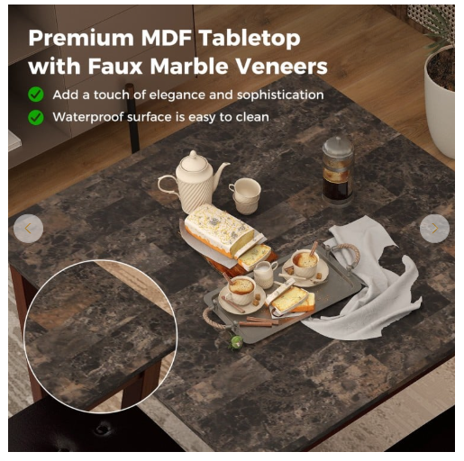 5-Piece Bar Table Set Counter-Height Dining Table and 4 Bar Stools