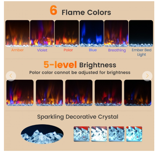 23 Inch 1500W Recessed Electric Fireplace Insert with Remote Control - Silver