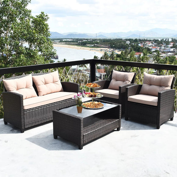 The Orlando, higher seat height, 4 PIECE OUTDOOR WICKER SET *ASSEMBLED*
