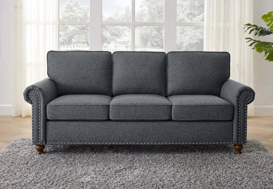 Glorious,  78''  Fabric Sofa With Solid Wooden Legs - PEPPER GREY