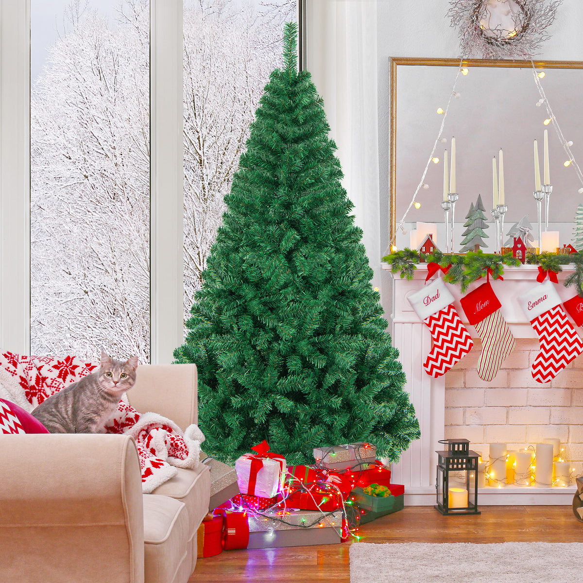 Artificial PVC Hinged Christmas Tree with Solid Metal Stand-6 ft - FINAL SALE