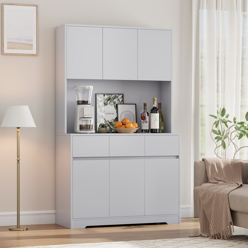 Scratch & Dent,  71" Kitchen Food Pantry with Charge Station, LED Light, Fully Assembled, Scratch & Dent