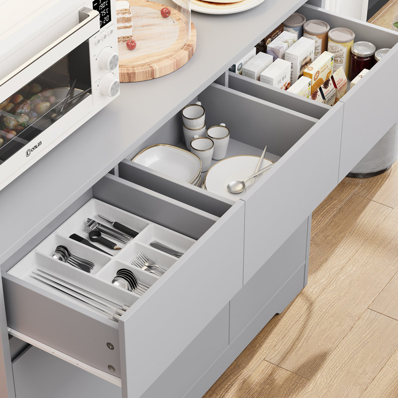 Scratch & Dent,  71" Kitchen Food Pantry with Charge Station, LED Light, Fully Assembled, Scratch & Dent