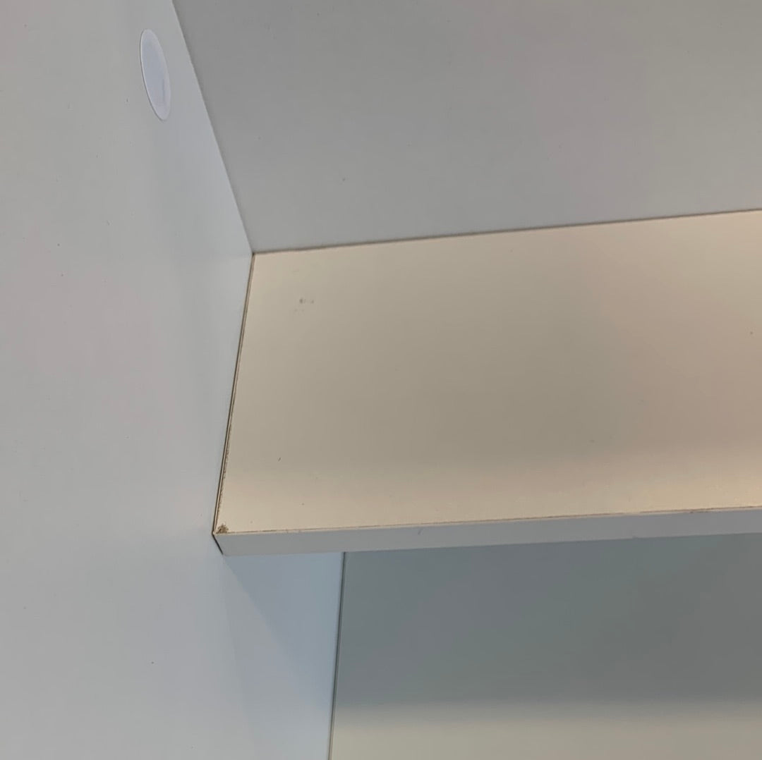 Pure White Rectangular Wood Reception Desk, fully assembled, minor scratch & dent