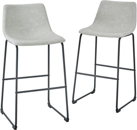 2 piece set, 30" Industrial Faux Leather Barstools in Grey  - Walker Edison
