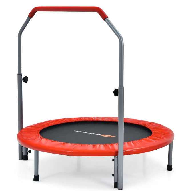 40 Inch Folding Exercise Trampoline Rebounder with 4-Level Handrail Carrying Bag *UNASSEMBLED/IN BOX*