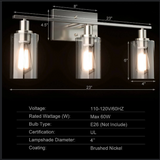3-Light Wall Sconce Modern Bathroom Vanity Light Fixtures with Clear Glass Shade