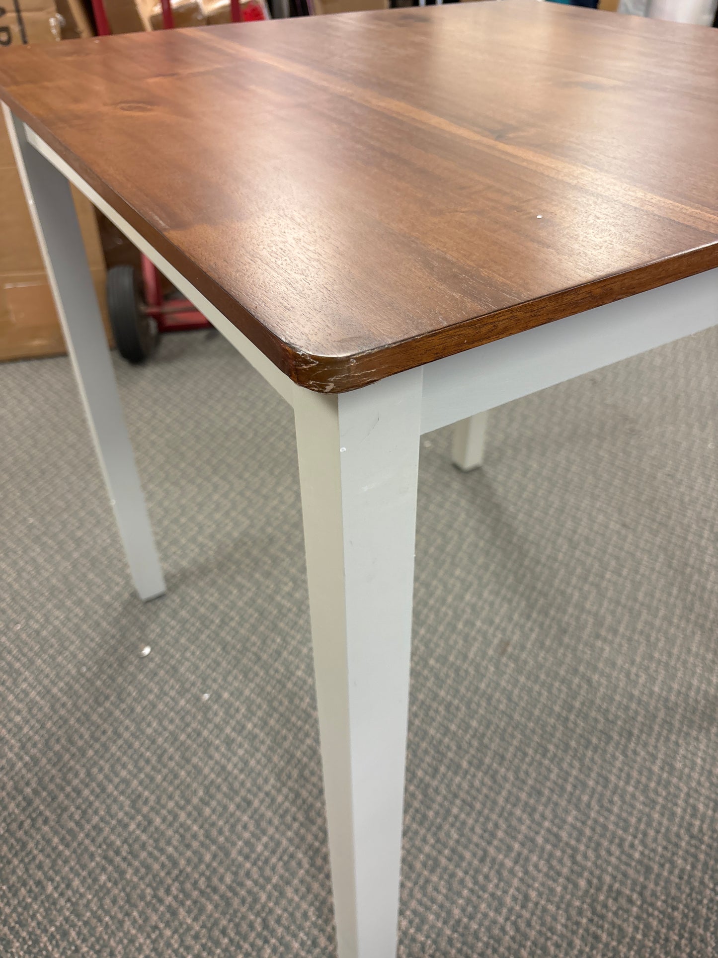 5 Piece Dining Table Set with 4 Saddle Stools, 2 stools very slight marks, 1 table corner very slightly marked