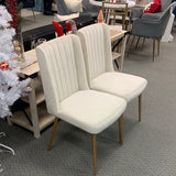 2 Piece Side Chair Set, cream, gold legs