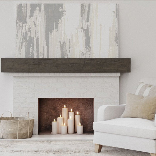 Hand Hewn Faux Wood Fireplace Mantel