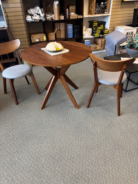 Wood Dining Table 36" W/ Solid Wood Legs, 2 Chairs - 3 piece set