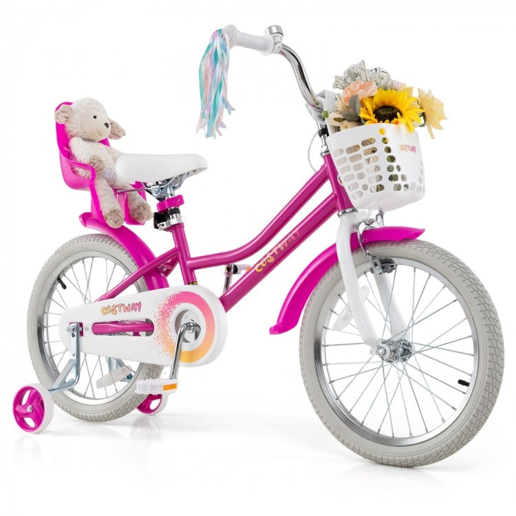 18 Inch with Front Basket, 2 Brake System, and doll seat, Fully Assembled, OURS IS LIGHT PINK