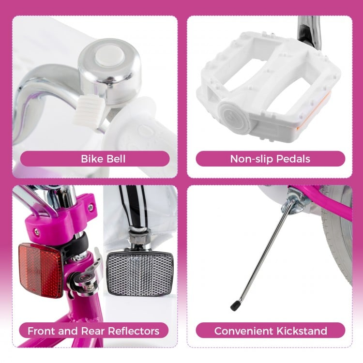 18 Inch with Front Basket, 2 Brake System, and doll seat, Fully Assembled, OURS IS LIGHT PINK