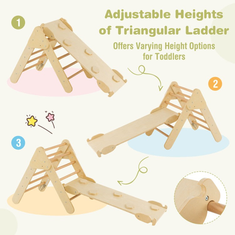 2-in-1 Wooden Kids Climber Toys with Triangle Arch Ramp *FULLY ASSEMBLED*