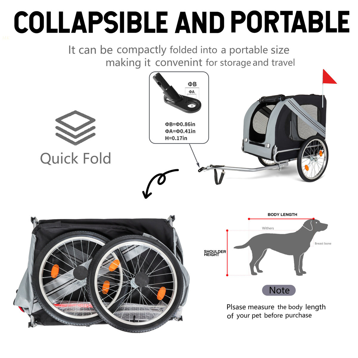 PET Bike trailer, customer return, missing parts for hitch assembly that mounts to bicycle