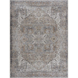 Medallion Design Performance Brown/Grey Machine Washable Rug - 7'10 X 10