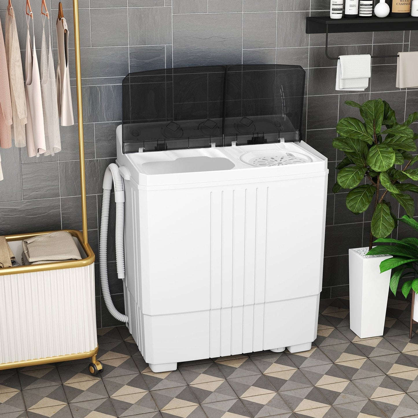 20lbs Portable Washing Machine  (Gravity Drain)-Black (Shipping Damage)