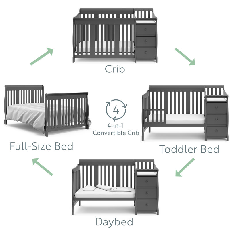 Storkcraft, Portofino 5 in 1 Crib, Grey