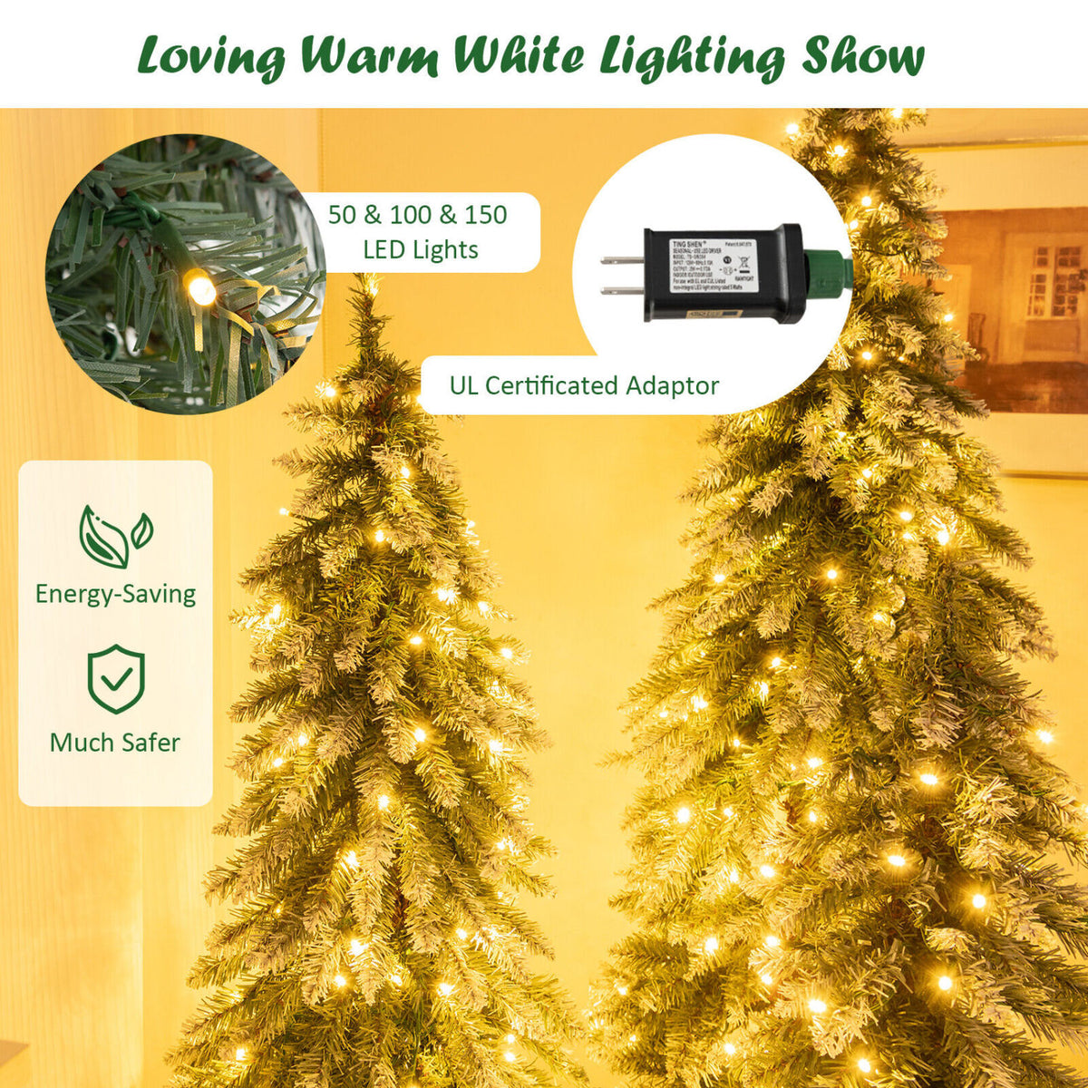 Pre-Lit Christmas Tree Set of 3 - Snowy and Slim - FINAL SALE