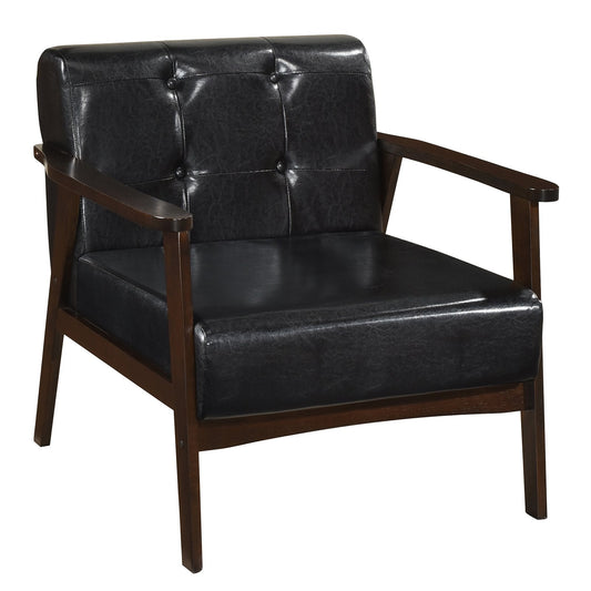 Rubber Wood Frame Accent Chair with Armrest for Living Room-Black (Assembled)