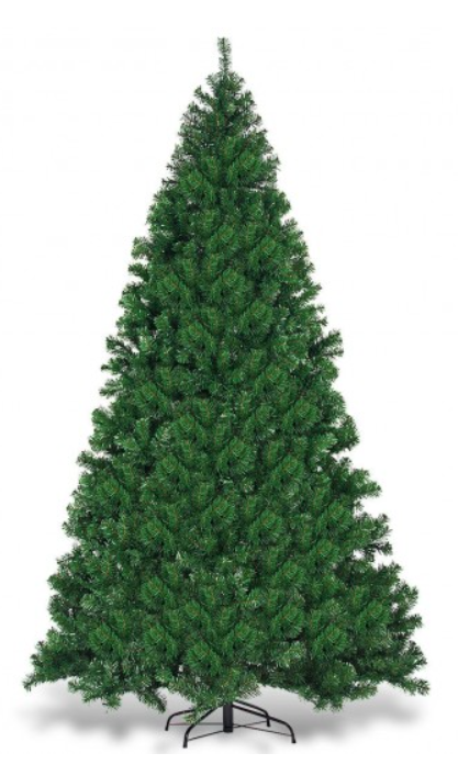 9 Feet Pre-Lit PVC Artificial Christmas Tree with 700 LED Lights, dark green, ASSEMBLED
