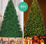 9 Feet Pre-Lit PVC Artificial Christmas Tree with 700 LED Lights, dark green