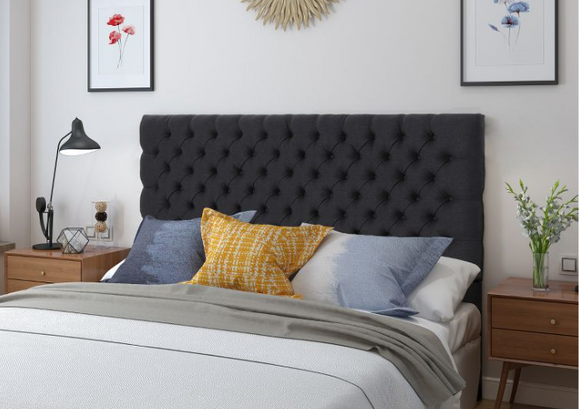 Queen/Full Button Tufted Headboard, charcoal