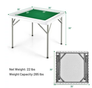 35" 4-Player Mahjong or Card  Folding Table w/Cup & Coin Holder
