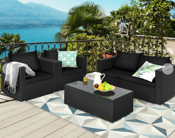 SALE 4 Piece Outdoor Wicker Set, Assembled