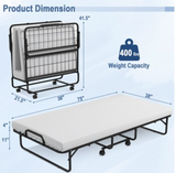 Heavy Duty Foldable Bed Metal Guest Bed Daybed W/ 4 inch Mattress Memory Foam