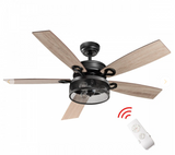 48 Inch Ceiling Fan with 5 Wooden Rustic Reversible Blades, with remote, 1 box unassembled