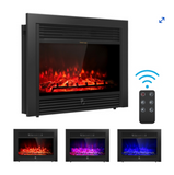 28.5" Fireplace Electric Embedded Insert Heater Glass Log Flame Remote included