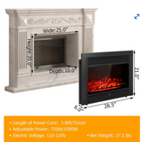 28.5" Fireplace Electric Embedded Insert Heater Glass Log Flame Remote included