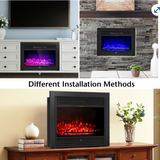 28.5" Fireplace Electric Embedded Insert Heater Glass Log Flame Remote included