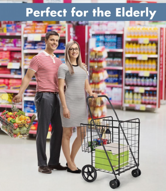 Jumbo Folding Shopping Basket Rolling Trolley