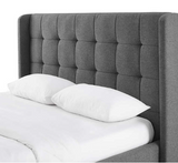 Atlanta Modern Queen Upholstered Bed, Grey, customer return, dented in shipping
