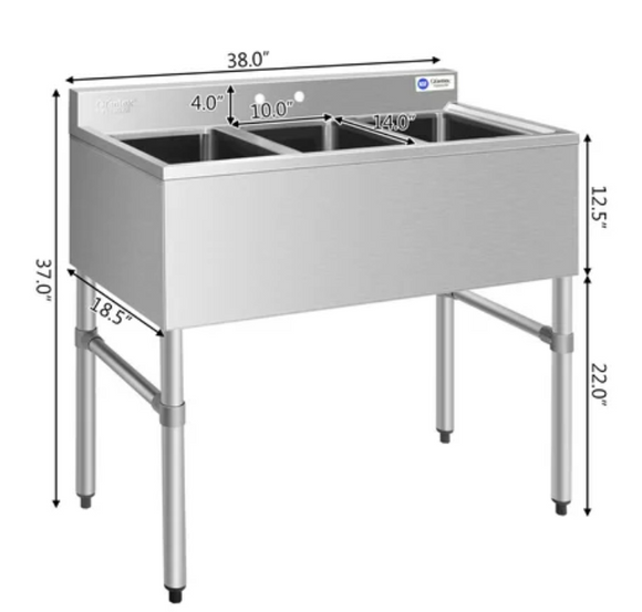 Topbuy Stainless Steel Utility Sink 3 Compartment Commercial *SALE*