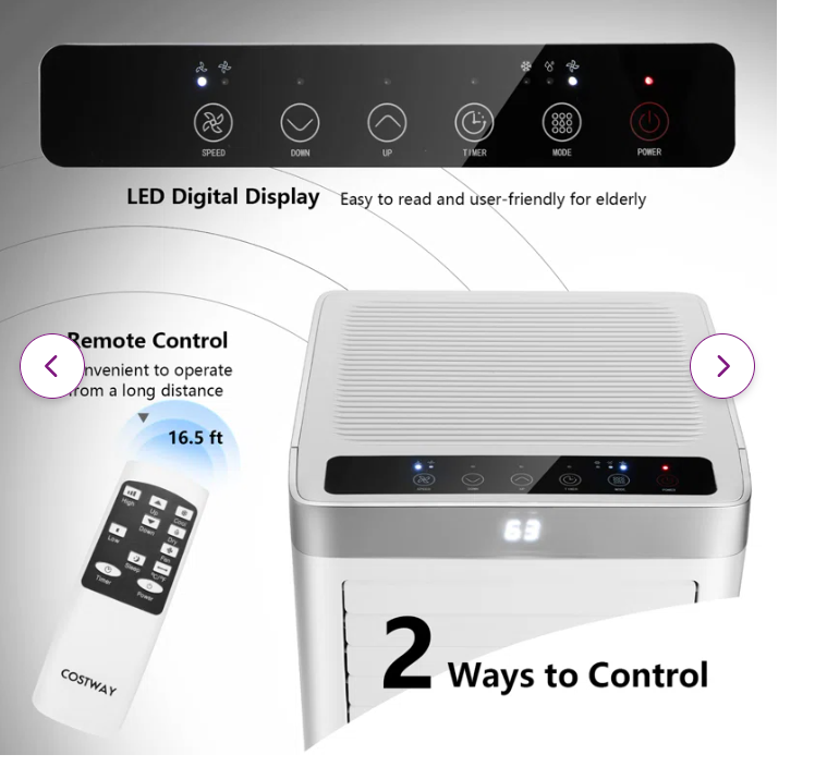 10,000 BTU Portable Air Conditioner with Remote