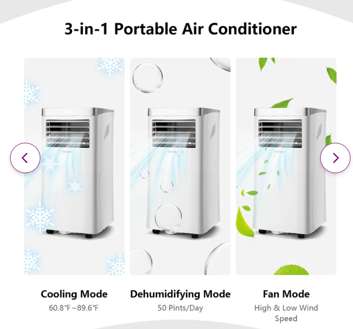 10,000 BTU Portable Air Conditioner with Remote