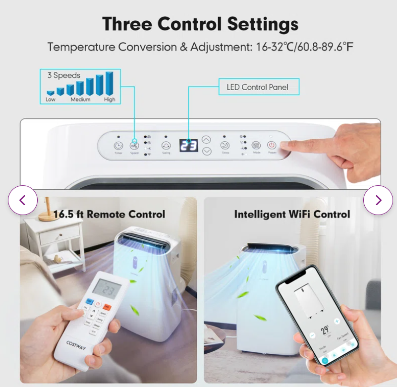 14000 BTU Portable  Air Conditioner with APP and WiFi Control