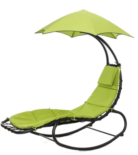 Nagina Hanging Chaise Lounger with Stand, bright green, fully assembled