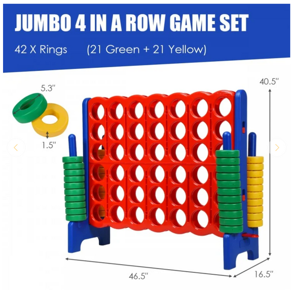 46.5``Jumbo 4-to-Score Giant Game Set with 42 Jumbo Rings, Includes carry case