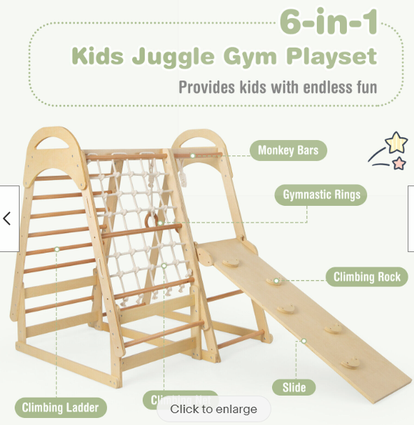 Kid’s Climbing Toy w/Slide Climbing Net Climbing Rock Removable Tent, 1 box unassembled