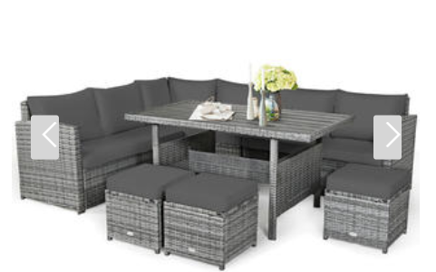 7 PCS Patio Rattan Dining Set Sectional ,fully assembled