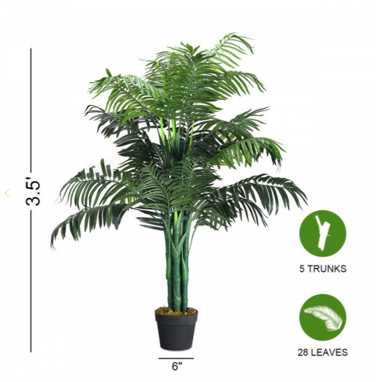 3.5 Feet Artificial Areca Palm Decorative Silk Tree with Basket