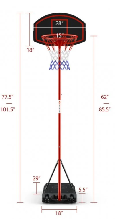 Kids Junior Portable basketball hoop set, 1 box unassembled