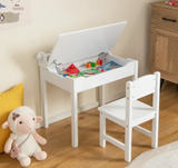 Toddler Craft Table & Chair Set Kids  with Paper Roll Holder White, fully assembled