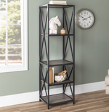 Walker Edison 61 in. Metal Wood Bookcase, Slate Grey, Fully Assembled